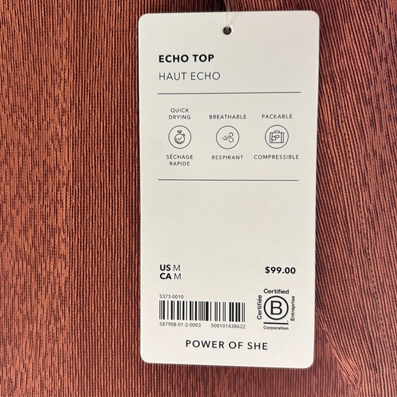 NWT SZ M Athleta Echo Top Rustic Brown - Picture 4 of 5